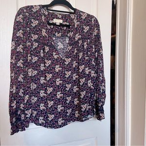 See U Soon Floral Blouse with Lace Trim Boho Size M
